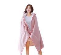 QZYGWCS Couverture Portable Chaude et Confortable avec Boutons Vêtement de Détente Confortable Cape en Peluche Cadeau pour Maman et Femme sans Manches (Rose, 150 x 100 cm)