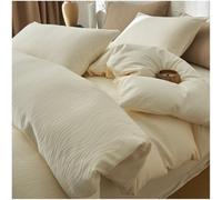 QZYGWCS Ensemble de Literie 4 Pièces 100% Coton Housse de Couette en Gaze Jacquard Triple Épaisseur Draps et Taies d'oreiller Parure de Lit Douce et Agréable Au Toucher (White, 1.5-Meter Bed)