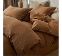 QZYGWCS Ensemble de Literie 4 Pièces 100% Coton Housse de Couette en Gaze Jacquard Triple Épaisseur Draps et Taies d'oreiller Parure de Lit Douce et Agréable Au Toucher (Caramel, 2.0-Meter Bed)