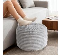 QZYGWCS Tabouret Velours Côtelé, Pouf Repose Pieds avec Remplissage, Tabouret Pouf, Meuble Salon, Decoration Chambre, Pouf Rond en Coton (Gris foncé)