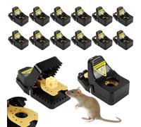 QZYIPI Lot de 12 Tapettes à Souris Réutilisables, Piège à Souris Mécanique en Plastique avec Compartiment à Appât, Déclenchement Sensible, Souricière pour Maison, Cuisine, Cave, Garage et Jardin