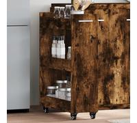 QZZCED Armoire classique avec roulettes pivotantes et 2 compartiments, meuble de rangement pour boissons et magazines, structure en bois, ingénierie stable et résistante