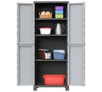 QZZCED Armoire de rangement en plastique pour maison et bureau, étagères réglables, organiseur compact pour garage et débarras, grand espace, nettoyage facile