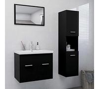 QZZCED Armoire d'évier et lavabo intégré Blanc/Chêne Sonoma en Aggloméré avec Meuble Haut et Miroir, Ensemble Salle de Bain Design pour Rangement Pratique et décoration intérieure,