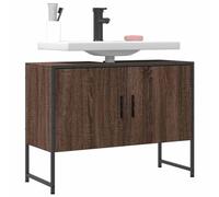 QZZCED Armoire lavabo de salle de bain en bois d'ingénierie chêne marron 80 x 33 x 60 cm avec structure robuste et grand espace de rangement pour organisation de la salle de bain et économie d'espace