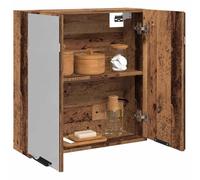 QZZCED Armoire miroir pour salle de bain en bois contreplaqué vieilli 64 x 20 x 66,5 cm avec 2 compartiments intérieurs, design moderne et grand rangement pour articles d'hygiène