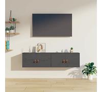 QZZCED Armoires murales 2 unités en bois massif de pin gris 60 x 30 x 30 cm décoratives et pratiques pour l'organisation de la maison avec grand espace de rangement et montage facile