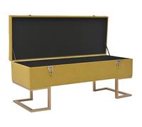 QZZCED Banc avec compartiment de rangement 105 cm en velours jaune moutarde