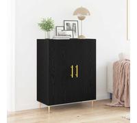 QZZCED Banc chêne noir Buffet classique avec grand rangement et structure robuste pour maison 69,5 x 34 x 90 cm Bois contreplaqué