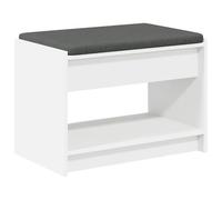 QZZCED Banc de couloir avec coussin et étagère, blanc, 63 x 38 x 45 cm
