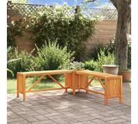 QZZCED Banc de jardin avec 2 jardinières en acacia massif 117 x 117 x 40 cm pour terrasse ou patio, siège extérieur résistant et meuble de jardin durable