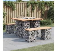 QZZCED Banc de jardin en gabions - 100 x 102 x 72 cm - Pin massif - Banc de terrasse - Pour pelouses, arrière-cours et jardins