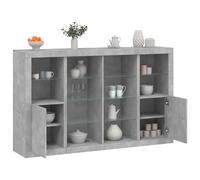 QZZCED Buffet avec lumière LED 3 pièces Bois d'ingénierie Gris béton Buffets modernes avec lumières LED, grand rangement et design polyvalent pour salon.