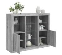 QZZCED Buffet avec lumière LED 3 pièces Bois d'ingénierie Gris Sonoma Buffets modernes avec lumières LED et grand rangement, organiser et décorer votre maison.