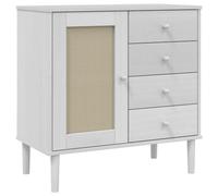 QZZCED Buffet de cuisine multifonction aspect rotin - 80 x 40 x 80 cm - Pin pour salon, cuisine, couloir