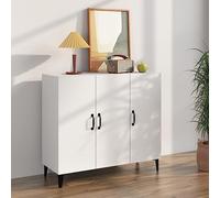 QZZCED Buffet en bois d'ingénierie blanc Buffet classique avec 6 compartiments, style industriel et grand rangement pour maison, 90 x 34 x 80 cm