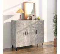 QZZCED Buffet en bois d'ingénierie gris béton Buffet classique avec 6 compartiments, style industriel et grand rangement pour maison, 90 x 34 x 80 cm