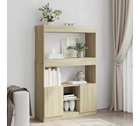 QZZCED Buffet haut en bois d'ingénierie chêne Sonoma 92 x 33 x 140 cm avec armoire inférieure et portes, meuble de rangement pour salon et bureau, surface lisse