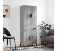 QZZCED Buffet haut en contreplaqué gris Sonoma Buffet haut avec portes et structure en bois pour organisation de la maison 69,5 x 34 x 180 cm