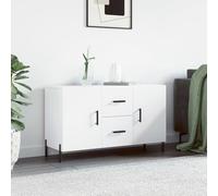 QZZCED Buffet moderne en bois d'ingénierie blanc avec grand rangement et pieds en métal, design intemporel pour la maison, 100 x 36 x 60 cm