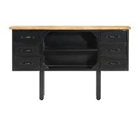 QZZCED Buffet multifonction - Armoire de salon - 110 x 30 x 65 cm - Bois massif de manguier brut et acier - Pour salon, cuisine, couloir