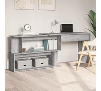 QZZCED Bureau d'angle moderne Sonoma en bois contreplaqué gris 200 x 50 x 76 cm avec design rotatif et grand rangement pour bureau ou studio
