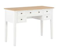 QZZCED Bureau en bois blanc 109,5 x 45 x 77,5 cm avec cinq tiroirs spacieux pour bureau et étude, design intemporel et finition durable en MDF et pin, idéal pour l'organisation
