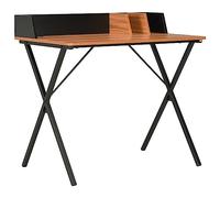 QZZCED Bureau noir et marron 80 x 50 x 84 cm moderne avec structure compacte pour bureau et étude, table de travail avec compartiments et partie arrière surélevée, fabriqué