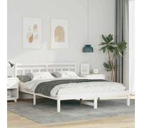 QZZCED Cadre de lit avec tête de lit en bois de pin, structure solide et design moderne pour chambre, gain de place, montage facile, support résistant et durable pour maximum