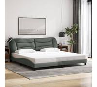 QZZCED Cadre de lit avec tête rembourrée, base de lit avec design latéral ondulé et lattes en bois pour support robuste, tissu respirant et tête de lit avec fermeture éclair