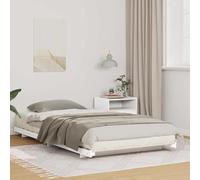 QZZCED Cadre de lit blanc 80 x 220 cm en bois massif de pin, cadre de lit Japandi avec design scandinave, base solide pour matelas, montage facile et style minimaliste