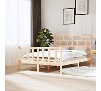 QZZCED Cadre de lit en bois massif de pin 140 x 200 cm avec tête de lit classique et repose-pieds, design rustique et structure robuste pour chambre moderne, base de lit solide