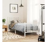 QZZCED Cadre de lit en métal robuste avec tête de lit, base à lattes et espace de rangement inférieur, lit classique pour chambre au design élégant et intemporel