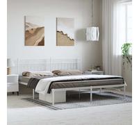 QZZCED Cadre de lit en métal robuste avec tête de lit, base à lattes et espace de rangement, lit classique pour chambre à coucher, design élégant et intemporel, support