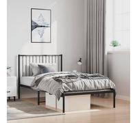 QZZCED Cadre de lit en métal robuste avec tête de lit, base à lattes et espace de rangement, lit classique pour chambre au design élégant et intemporel