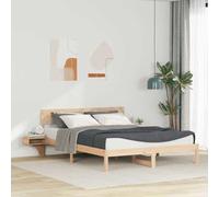 QZZCED Cadre de lit plateforme avec tables de chevet en bois massif de pin, tête de lit intégrée et design moderne pour chambre, structure solide et montage facile, finition