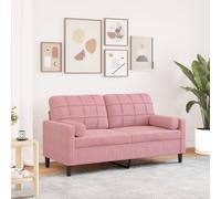 QZZCED Canapé 2 places 140 cm avec coussins en velours rose, structure métallique robuste, rembourrage épais pour un maximum de confort, housses amovibles avec fermeture éclair, design moderne