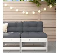 QZZCED Canapé central de jardin en bois de pin avec coussins, design modulaire à lattes pour patio ou terrasse, ensemble de siège extérieur confortable et flexible