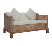 QZZCED Canapé de chambre à coucher Canapé de bureau 2 pièces Ensemble de canapé avec coussins en rotin naturel pour salon, chambre à coucher, bureau