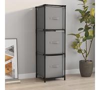 QZZCED Casiers d'école, de bureau, de salon, de rangement, avec 3 tiroirs en tissu, gris, 34 x 34 x 101 cm, en acier, pour salon, bureau