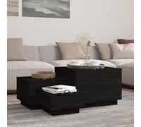 QZZCED Casiers Scolaires Casiers de Bureau Armoire de Salon Boîtes de Rangement avec Couvercles 3 Pièces Noir Bois Massif Pin pour Salon, Bureau