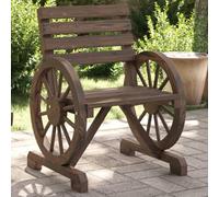 QZZCED Chaise de jardin en bois de sapin massif avec dossier et accoudoirs confortables, design roue de chariot pour extérieur, chaise pour patio et terrasse, capacité de charge 110 kg,