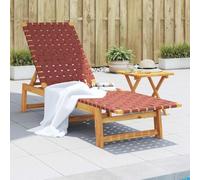 QZZCED Chaise longue classique en bois d'acacia massif avec dossier réglable 4 positions et sangles respirantes pour jardin, patio ou piscine, matériau durable et résistant