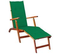 QZZCED Chaise longue de jardin en bois massif d'acacia avec coussin, 3 positions réglables et pliable, imperméable et résistante pour extérieur et intérieur, supporte jusqu'à 110 kg,