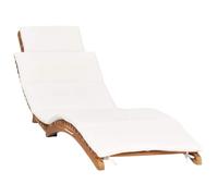 QZZCED Chaise longue de jardin pliable en bois de teck massif avec coussin inclus | Design ergonomique incurvé et lattes faciles à nettoyer | Résistant aux intempéries et robuste