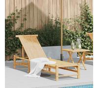 QZZCED Chaise longue en bambou classique avec dossier réglable 3 positions, grille pour ventilation et séchage rapide, idéale pour piscine, jardin, patio et extérieur, structure stable