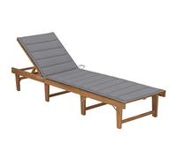 QZZCED Chaise longue en bois d'acacia massif avec coussin réglable et pliable pour jardin ou patio | Meuble d'extérieur résistant aux intempéries et facile à nettoyer | Soga inclus