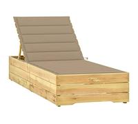 QZZCED Chaise longue en bois de pin avec coussin réglable pour jardin ou patio, résistante aux intempéries et facile à nettoyer, meuble d'extérieur avec charme rustique et fonction décorative