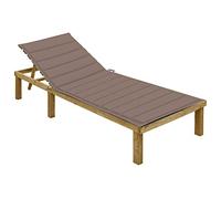QZZCED Chaise longue en bois de pin avec coussin rembourré, dossier réglable 3 positions, meuble de jardin imperméable et durable pour extérieur, chaise inclinable pour patio et terrasse