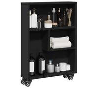 QZZCED Chariot de rangement étroit noir Bibliothèque Étagère de rangement pour hôtel 48 x 13 x 68 cm Matériau du bois
